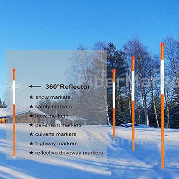 500 pack 48" long reflective driveway markers snow plow stakes poles orange 