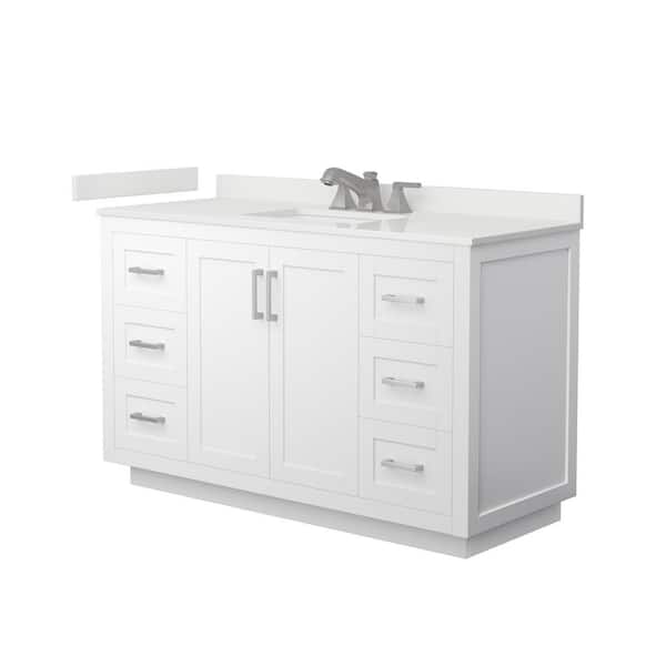 Wyndham Collection Miranda 54 in. W x 22 in. D x 33.75 in. H Single Bath Vanity in White with White Qt. Top