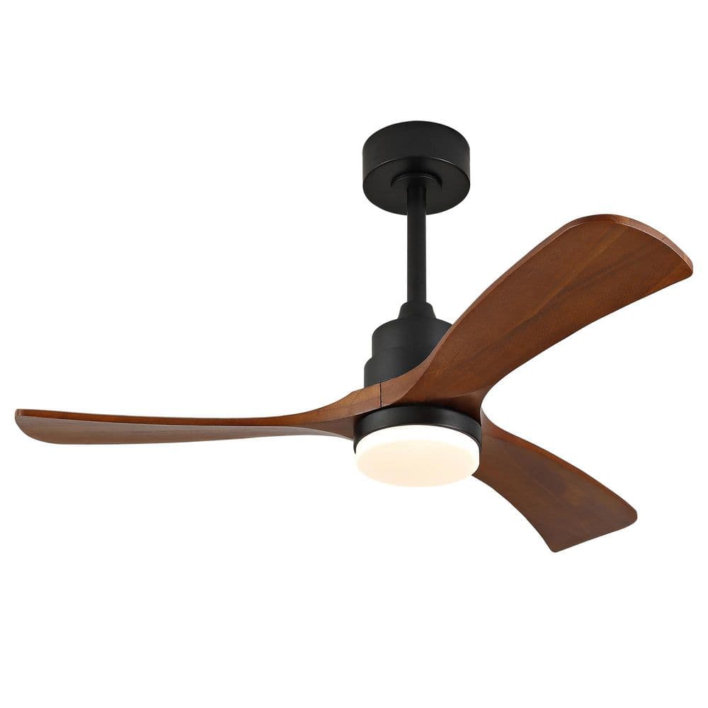 42 in. Black 3 Wood Blades Downrod Standard Ceiling Fan with LED Light and Remote Included for any Room price history on PriceWatchPro