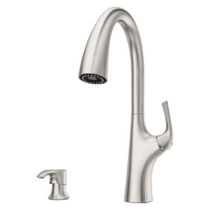 Ladera Single-Handle Pull Down Sprayer Kitchen Faucet with Soap Dispenser in Spot Defense Stainless Steel
