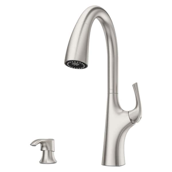 Pfister Ladera Single-Handle Pull Down Sprayer Kitchen Faucet with Soap Dispenser in Spot Defense Stainless Steel