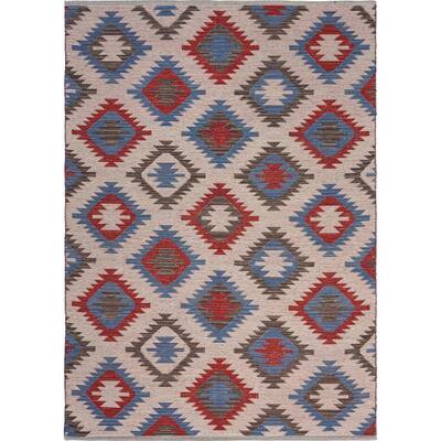Eclectic Southwest Geometric Area Rug, Red White And Blue Rugs