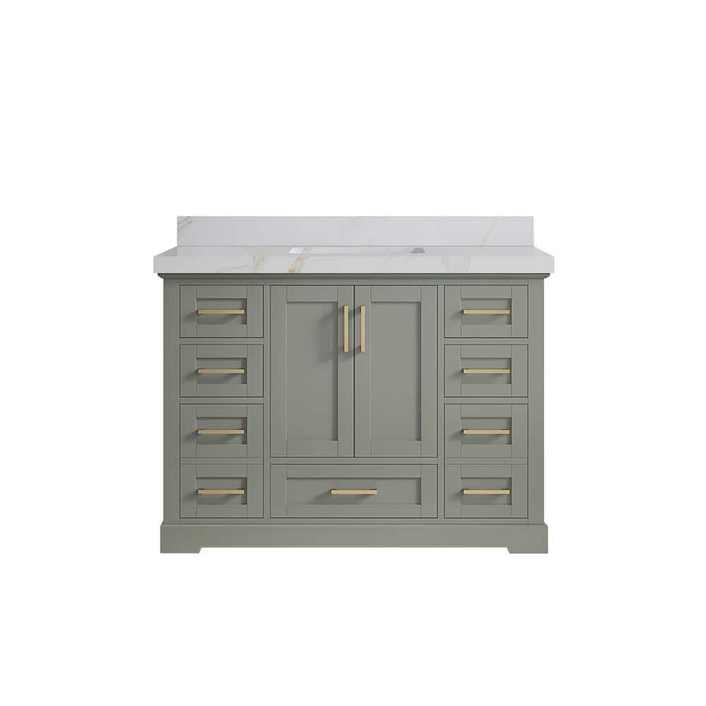 Boston 48 in. Single Sink Freestanding Evergreen Bath Vanity with Calacatta Sienna Quartz Top Unassembled price history on PriceWatchPro