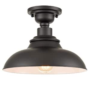 13.66 in. 1-Light Black Modern Semi-Flush Mount with No Glass Shade and No Bulbs Included 1-Pack