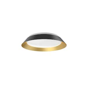 Alsy 13 in. 24-Watt Modern Brushed Gold-Plated Integrated LED Flush ...