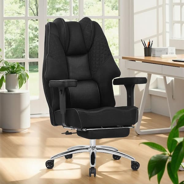Executive Office Chair Mesh Upholstered Desk Chair Ergonomic Task Chair in Black with Flip-Up Arms