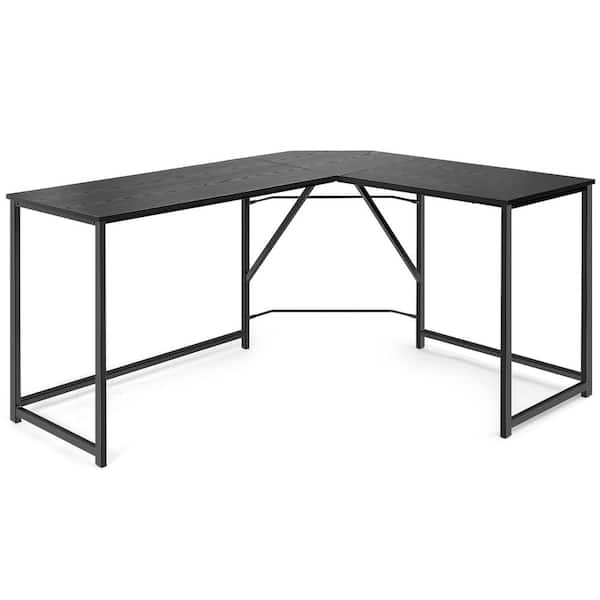 Costway 58 in. W Black L-Shaped Corner Computer Desk