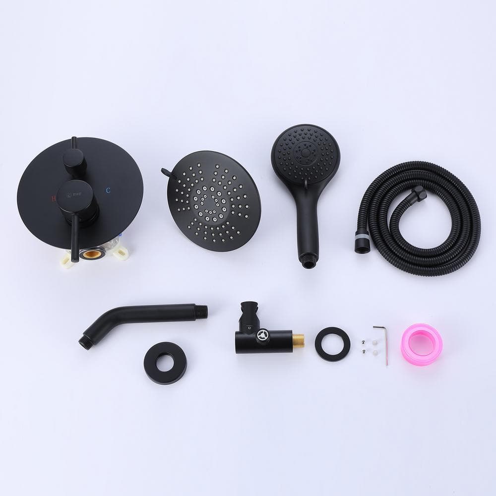 Matte Black Stainless Steel Rain Shower Faucet Set with Handle