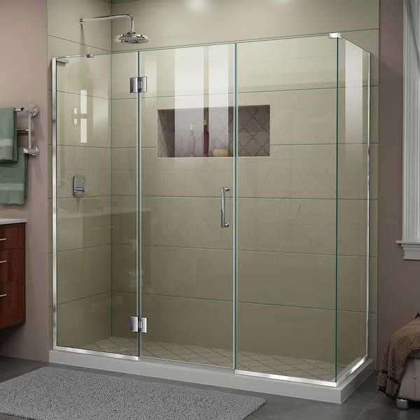 DreamLine Unidoor-X 70.5 in. W x 30-3/8 in. D x 72 in. H Frameless Hinged Shower Enclosure in Chrome
