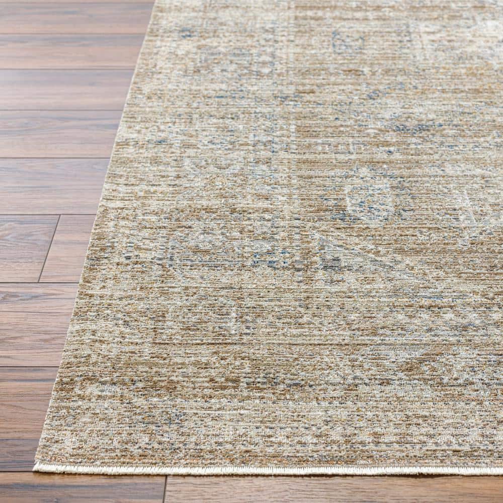 Margaret Gray and Taupe Synthetic Washable Rectangular Area Rug