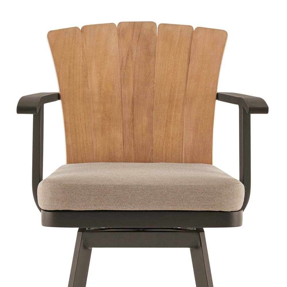 Hazel Teak and Aluminum Outdoor Swivel Chair with Cushion