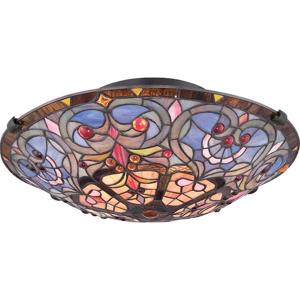 Carroll 16.5 in. 2-Light Vintage Bronze Flush Mount