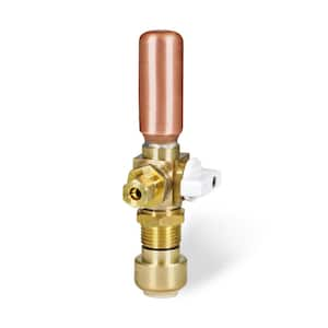 1/2 in. Push-Fit x 1/4 in. Brass Compression Icemaker Replacement Valve with Hammer Arrestor Lead Free