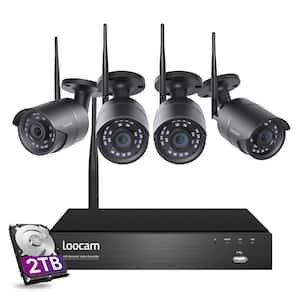 Ultra-Long Distance 8-Channel 1080p 2TB NVR Security Camera System with 4 Wireless Robust Connection 2-Way Audio Cameras
