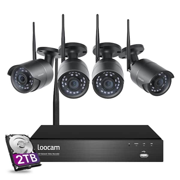 huwelijk beheerder honing LOOCAM Ultra-Long Distance 8-Channel 1080p 2TB NVR Security Camera System  with 4 Wireless Robust Connection 2-Way Audio Cameras LN8W4B-4B42S-199 -  The Home Depot
