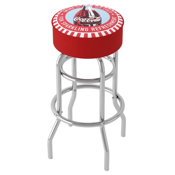 Coke Chrome Bar Stool with Swivel - Coca-Cola Things Go Better with Coke  Bottle Art 