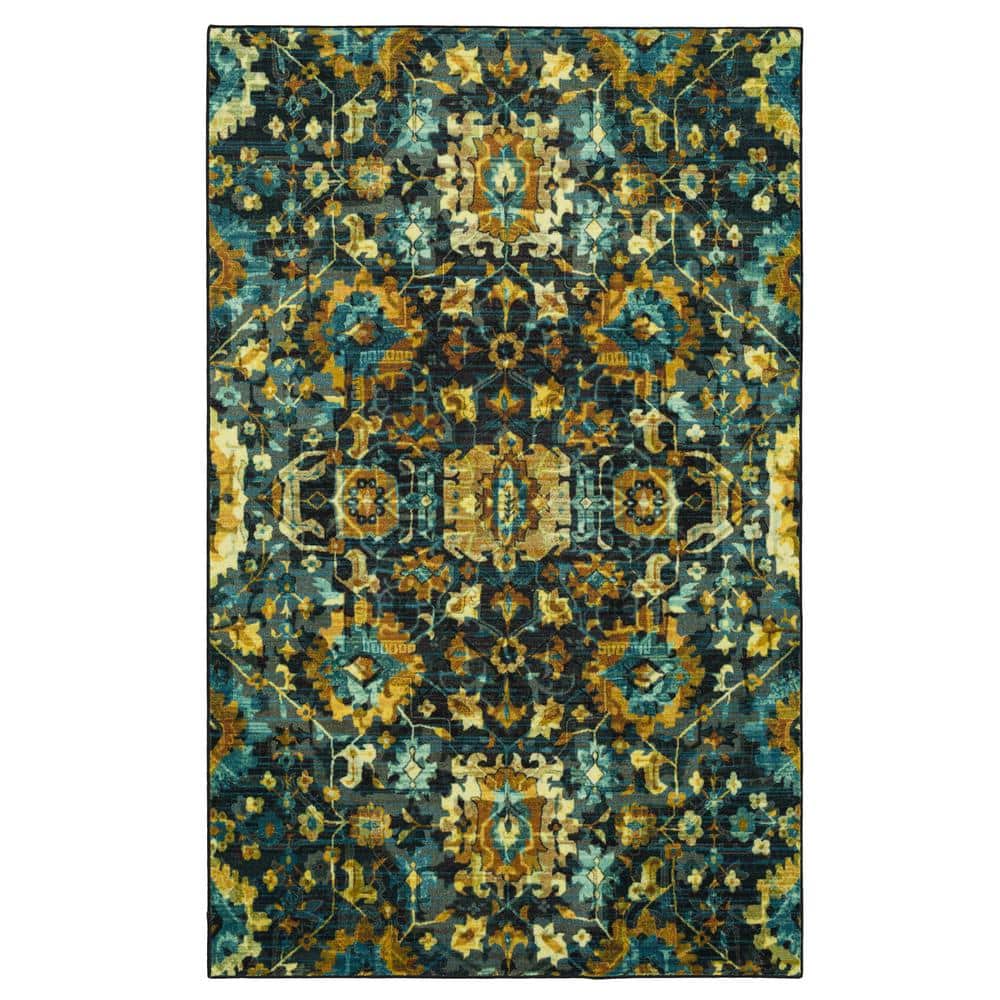 Mohawk Home Mansfield Water Teal 5 ft. x 8 ft. Abstract Area Rug 034489