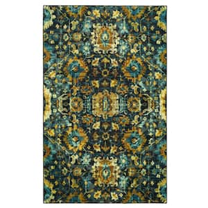 Mansfield Water Teal 5 ft. x 8 ft. Abstract Area Rug