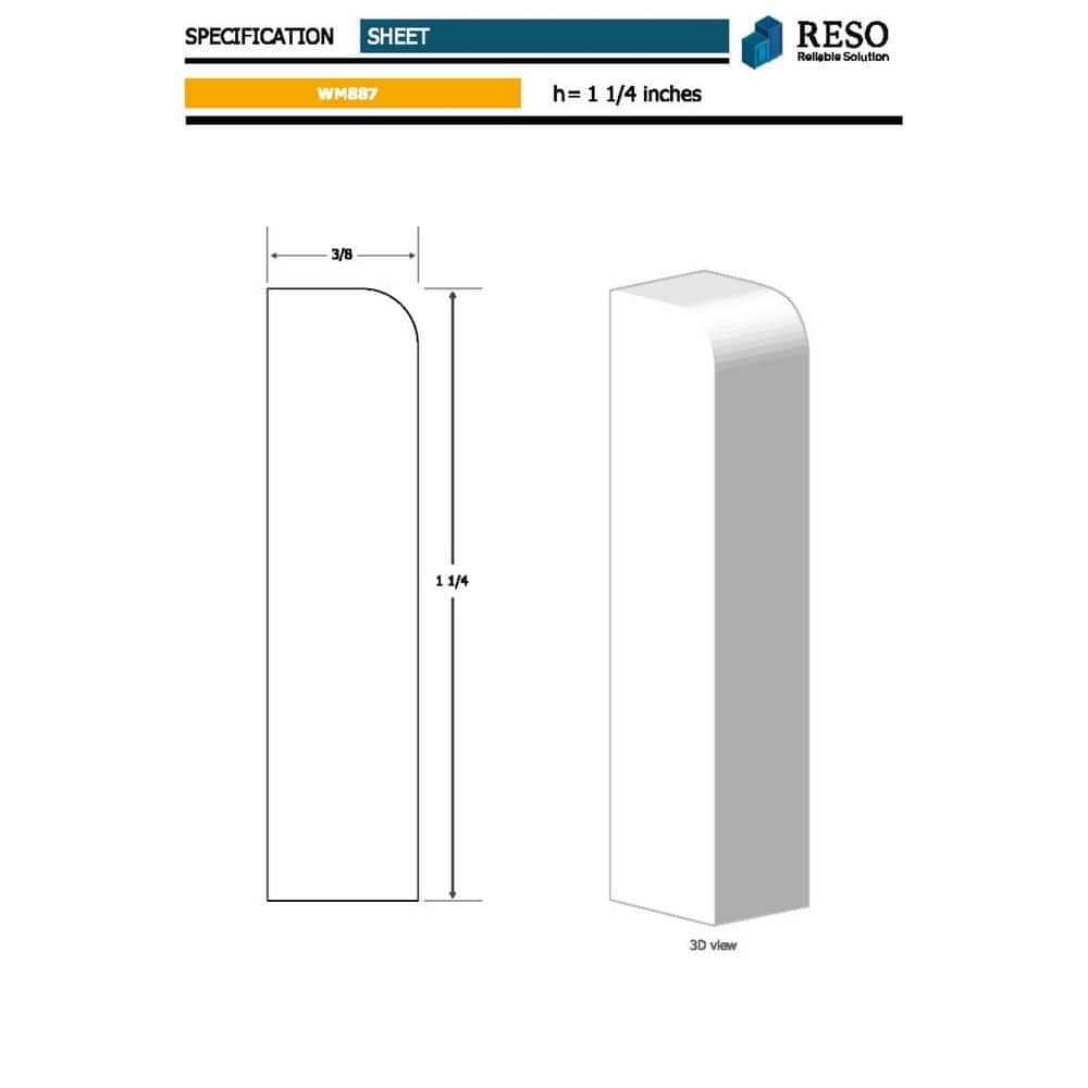 99'' White Primed Finger-Jointed Pine Doorstop Molding