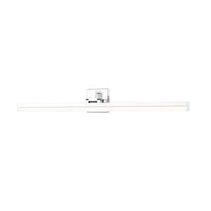 Liam 40 in. 2-Light Chrome Integrated LED Vanity Light with Frosted Plastic Shade