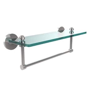 Southbeach 16 in. L x 5 in. H x 5 in. W Clear Glass Vanity Bathroom Shelf with Towel Bar in Polished Chrome