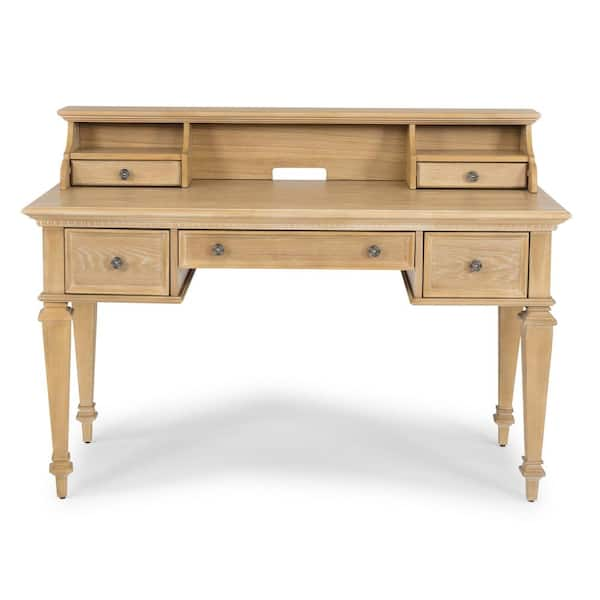 HOMESTYLES 54 in. Rectangular Aged Maple 5 Drawer Writing Desk