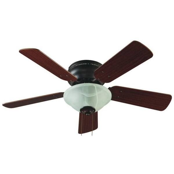 Hampton Bay Lugano 36 in. Brown Hugger Ceiling Fan with Single Alabaster Glass Shade