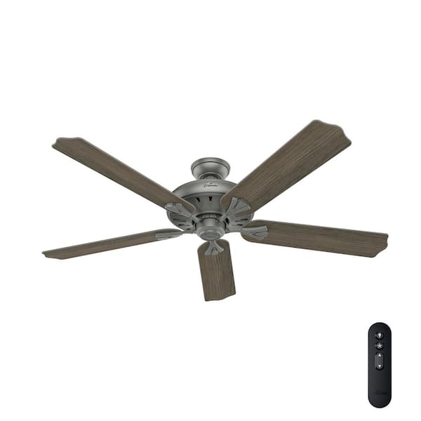 Hunter Royal Oak 60 in. Indoor Matte Silver Ceiling Fan with Remote Control For Bedrooms