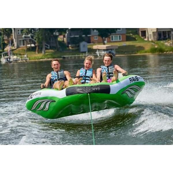 Rave Sports Inflatable Wake Hawk Towable Boating Water Tube Raft, Green