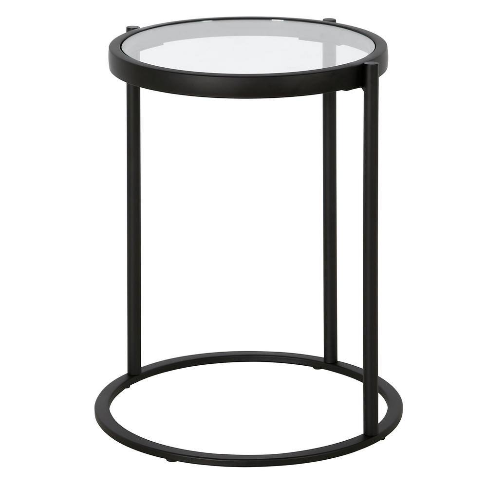 Sleek 16" Round Metal & Glass Side Table in Blackened Bronze