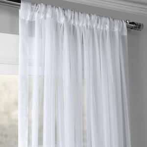 White Solid Extra Wide Rod Pocket Sheer Curtain - 100 in. W x 96 in. L (1 Panel)