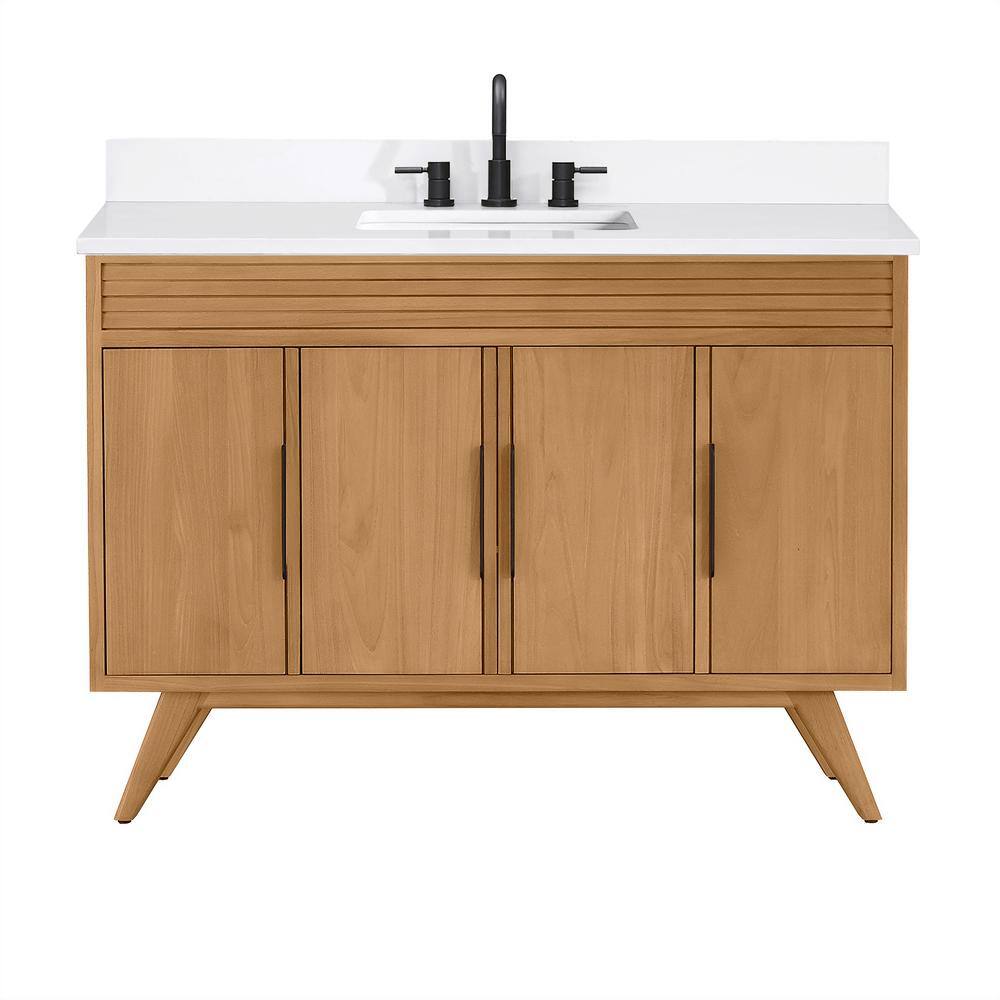 Taylor 49 in. Single Sink Natural Teak Bath Vanity with White Quartz Top price history on PriceWatchPro