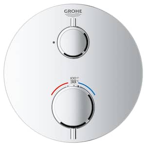 Grohtherm Single Function Thermostatic Round 2-Handle Trim Kit in StarLight Chrome (Valve Not Included)