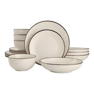 16-Piece Stoneware Metallic Edge Dinnerware Set in Luxe Ivory (Service for 4)