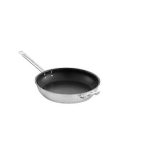 14 in. Stainless Steel Nonstick Frying Pan in Silver with Aluminum-Clad Bottom Excalibur Coating