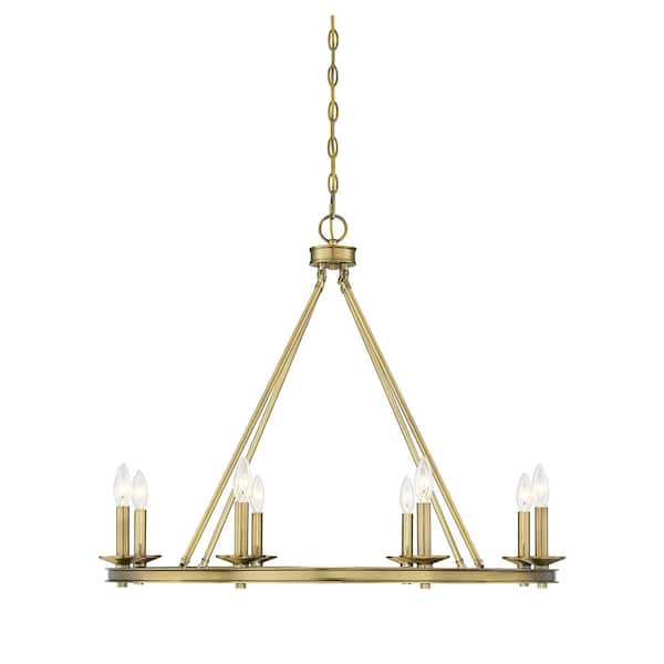 Savoy House 33 in. W x 25 in. H 8-Light Warm Brass Open Ring Metal Chandelier with No Bulbs Included