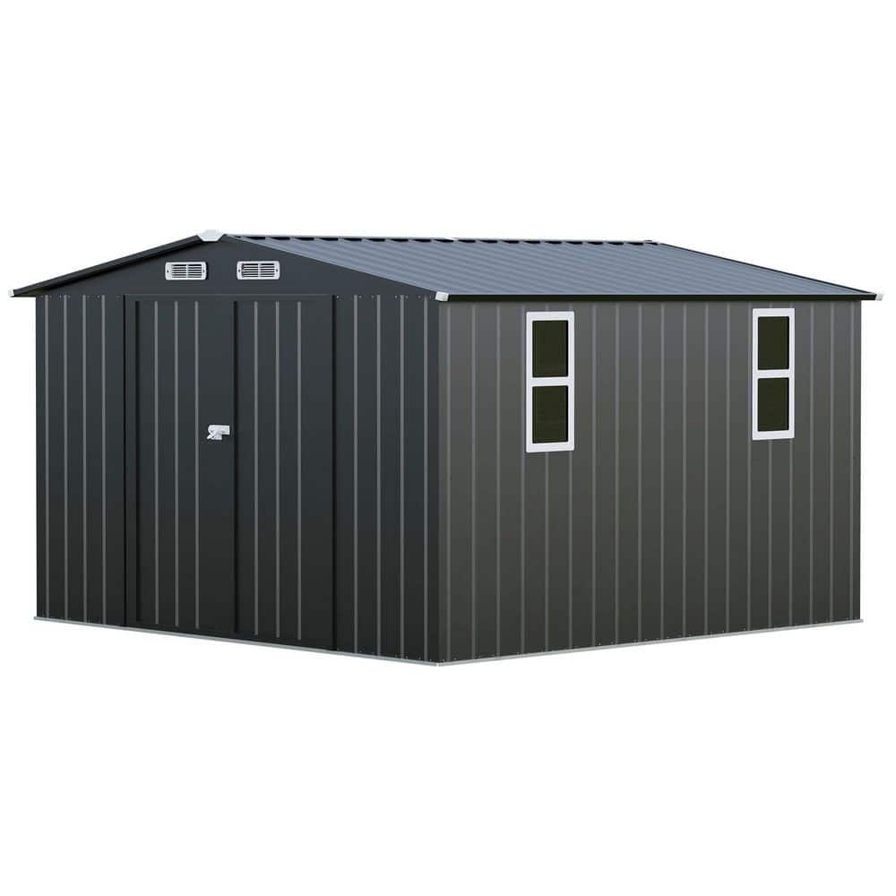 10 ft. W x 10 ft. D Black Metal Outdoor Storage Shed with Windows, Durable Frame price history on PriceWatchPro