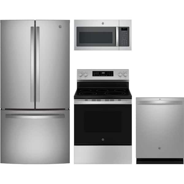 18.6 cu. ft. Counter Depth Refrigerator with 5 Burner Free-Standing Range and Dishwasher with 3rd Rack