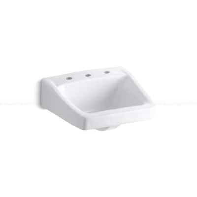 Chesapeake Wall-Mounted Vitreous China Bathroom Sink in White with Overflow Drain