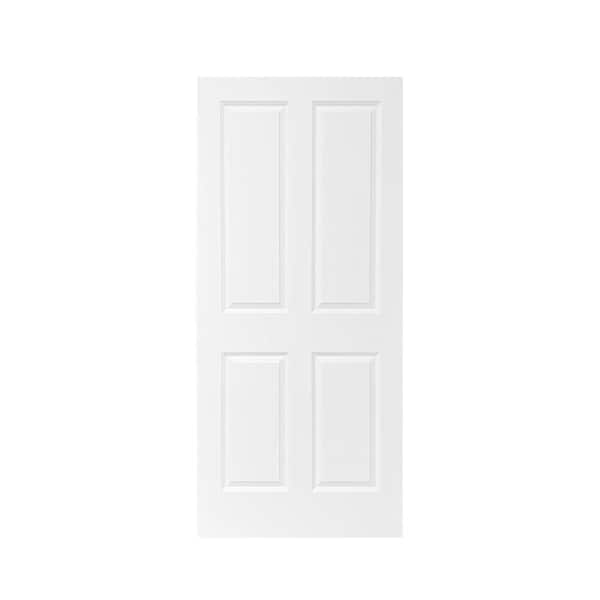 CALHOME 36 in. x 80 in. White Primed Composite MDF 4 Panel Interior Barn Door Slab