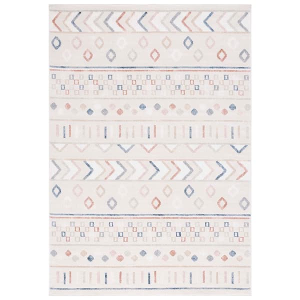 Blair Beige/Multi  9 ft. x 12 ft. Machine Washable Geometric Striped Chevron Area Rug
