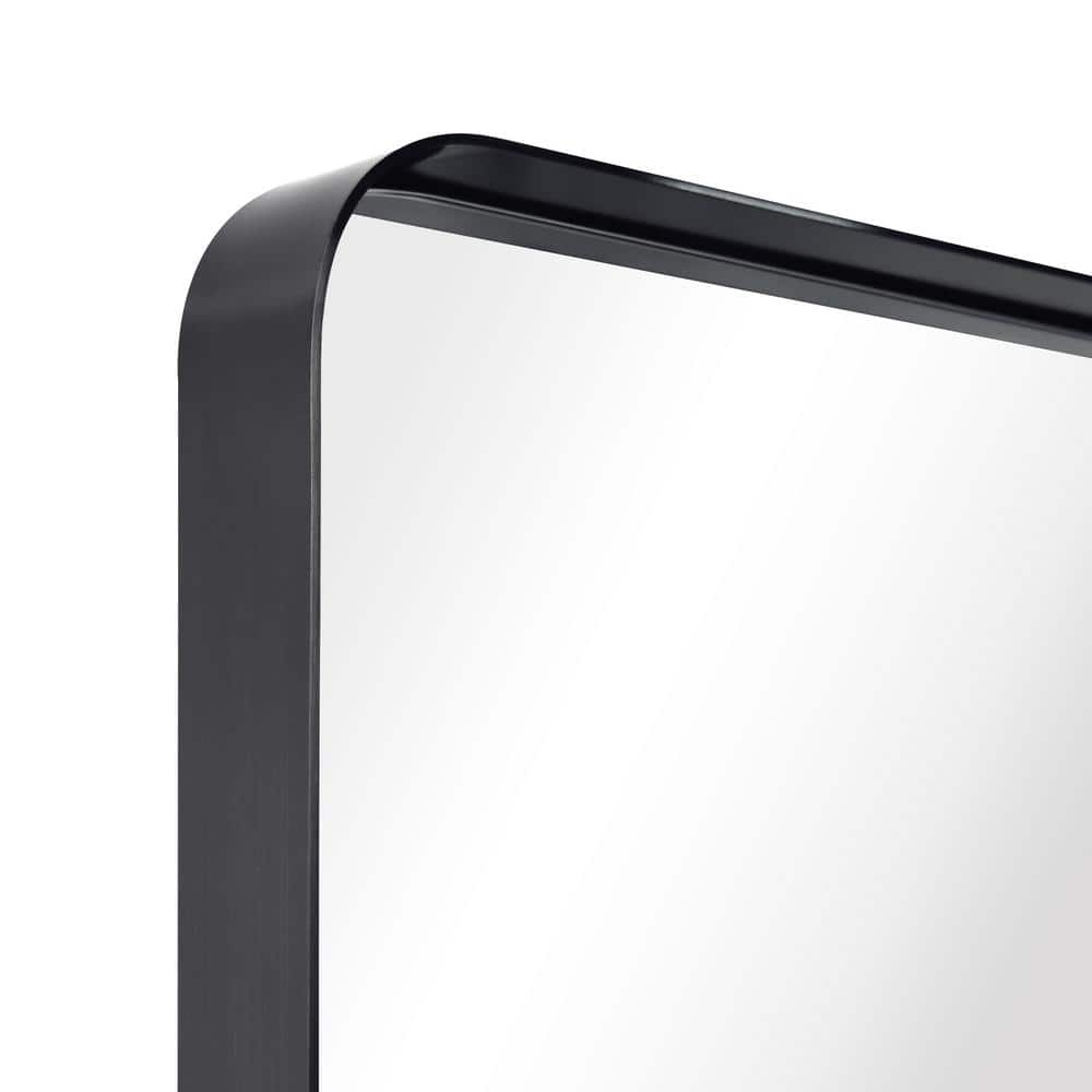 Sleek Rectangular 48" Silver Brushed Stainless Steel Wall Mirror