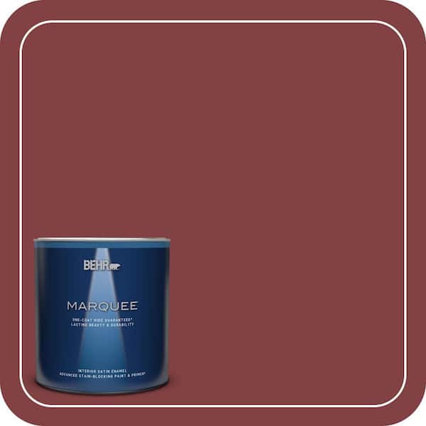 BEHR MARQUEE 1 qt. #S-H-130 Red Red Wine Satin Enamel Interior Paint & Primer