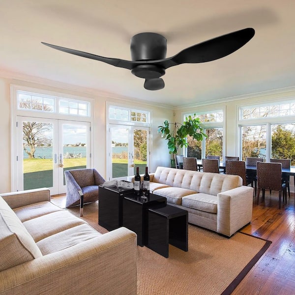 40 in. Smart Indoor/Outdoor Low Profile Black 6-Speed Ceiling Fan with Remote for Bedroom or Living Room