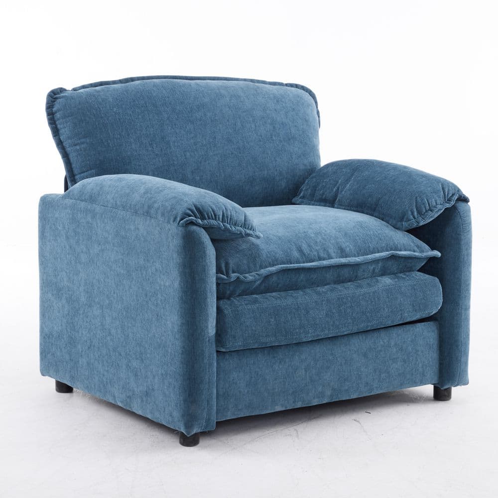 Bronx Blue Chenille Pillow Top Arm Accent Chair with Wood Frame