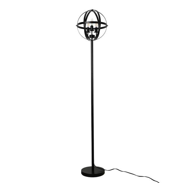 Depuley 68 in. 3Light Black Globe Antique Torchiere Floor Lamp with