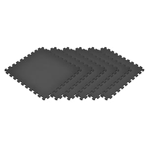 Black 24 in. x 24 in. EVA Foam Non-Toxic Solid Color Interlocking Tiles (72 sq. ft. - 18 tiles)