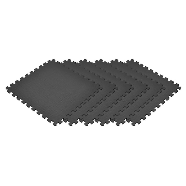 Norsk Black 24 in. x 24 in. x 0.47 in. Foam Interlocking Floor Mat (6-Pack)