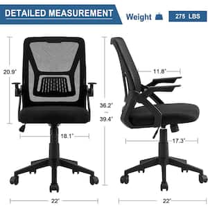 Fabric Swivel Ergonomic Office Task Chair with Adjustable Arms Mesh Lumbar Support for Computer Task Work, Black