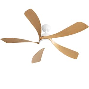 52 in. Indoor/Outdoor Modern White Downrod Ceiling Fan with Led Lights and 6 Speed DC Remote